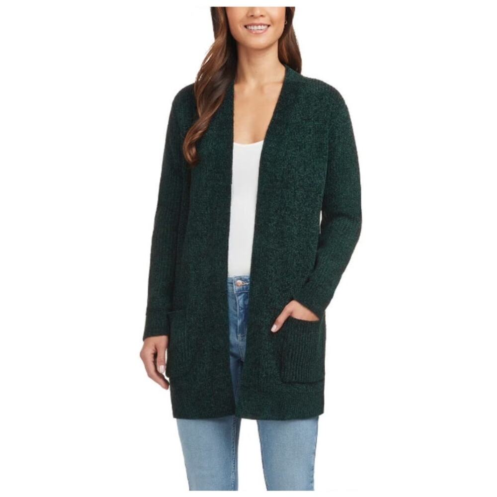 Matty M Chenille Open Front Cardigan Sweater Hunter Green Women’s Size XL